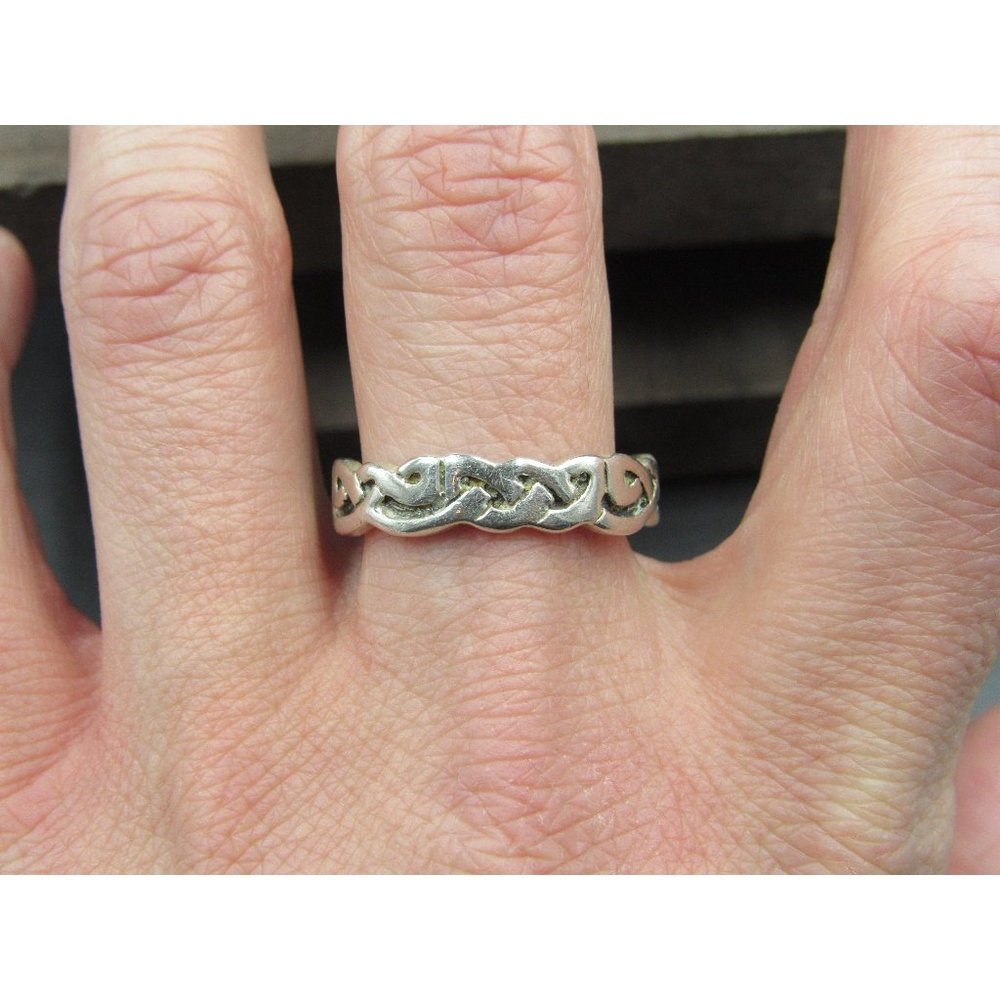 Size 11 Sterling Silver Large Rustic Cool Celtic Pattern Band Ring